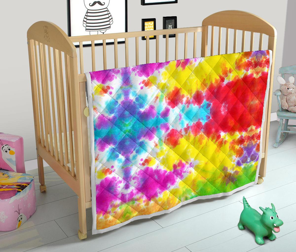 Tie Dye Rainbow Themed Print Premium Quilt-JTAMIGO.COM