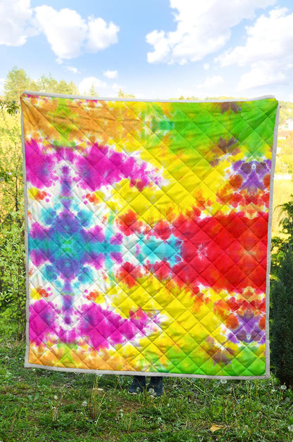 Tie Dye Rainbow Themed Print Premium Quilt-JTAMIGO.COM