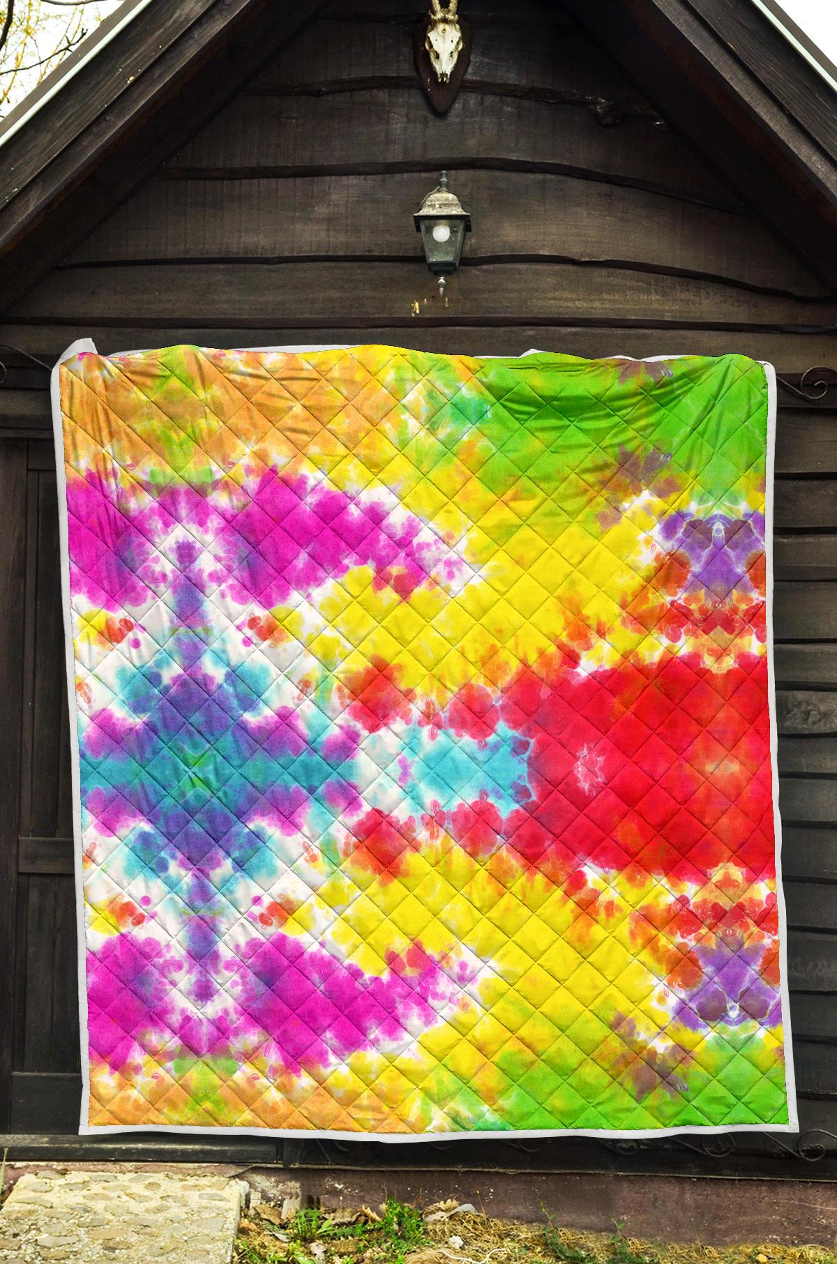 Tie Dye Rainbow Themed Print Premium Quilt-JTAMIGO.COM