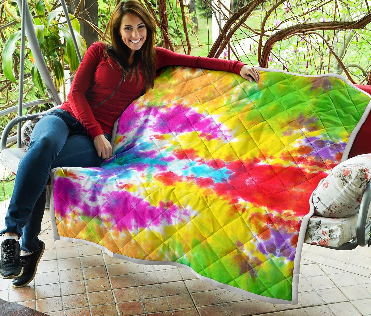 Tie Dye Rainbow Themed Print Premium Quilt-JTAMIGO.COM
