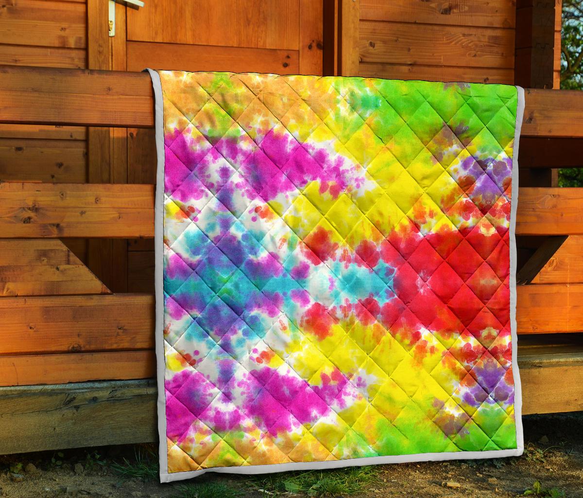 Tie Dye Rainbow Themed Print Premium Quilt-JTAMIGO.COM