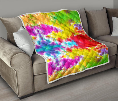 Tie Dye Rainbow Themed Print Premium Quilt-JTAMIGO.COM
