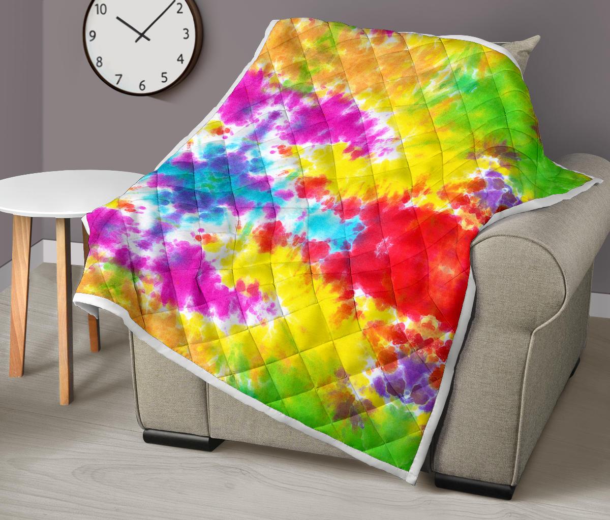 Tie Dye Rainbow Themed Print Premium Quilt-JTAMIGO.COM