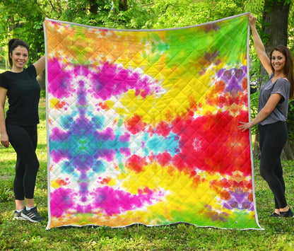 Tie Dye Rainbow Themed Print Premium Quilt-JTAMIGO.COM