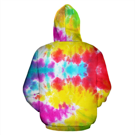 Tie Dye Rainbow Themed Print Pullover Hoodie