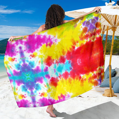 Tie Dye Rainbow Themed Print Sarong Pareo Wrap