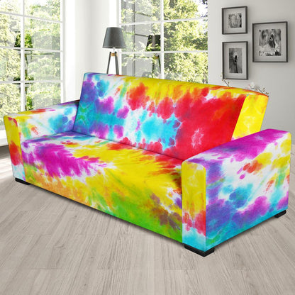 Tie Dye Rainbow Themed Print Sofa Slipcover-JTAMIGO.COM