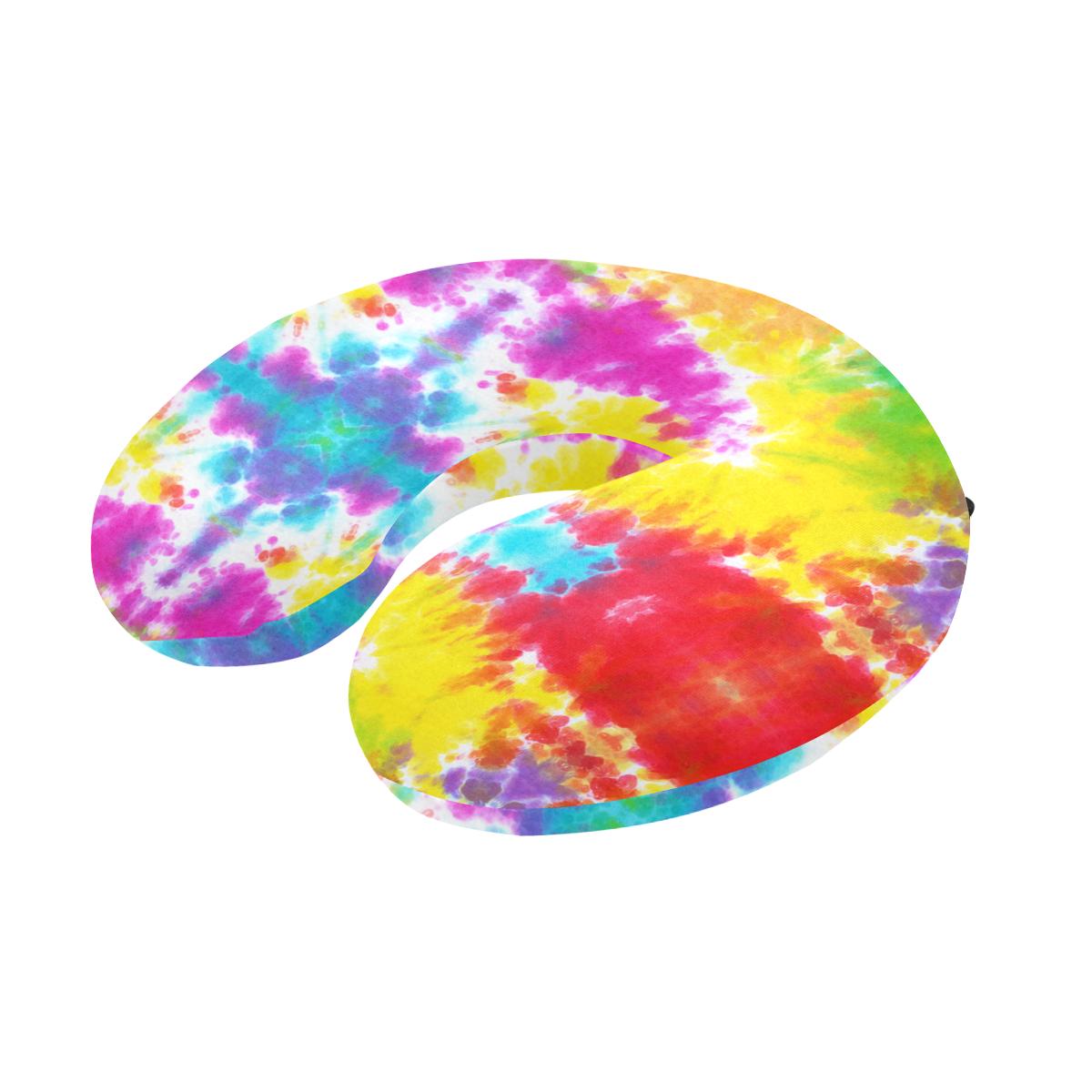 Tie Dye Rainbow Themed Print U-Shaped Travel Neck Pillow-JTAMIGO.COM