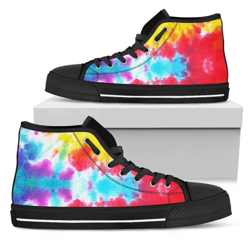 Tie Dye Rainbow Themed Print Women High Top Shoes