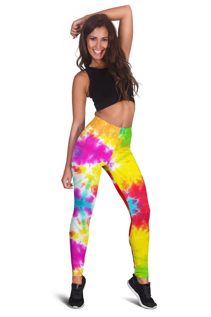 Tie Dye Rainbow Themed Print Women Leggings