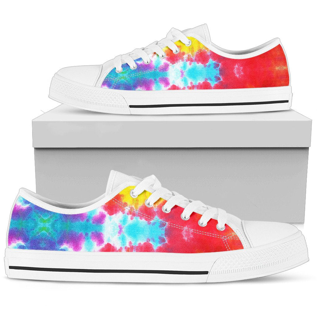 Tie Dye Rainbow Themed Print Women Low Top Shoes-JTAMIGO.COM