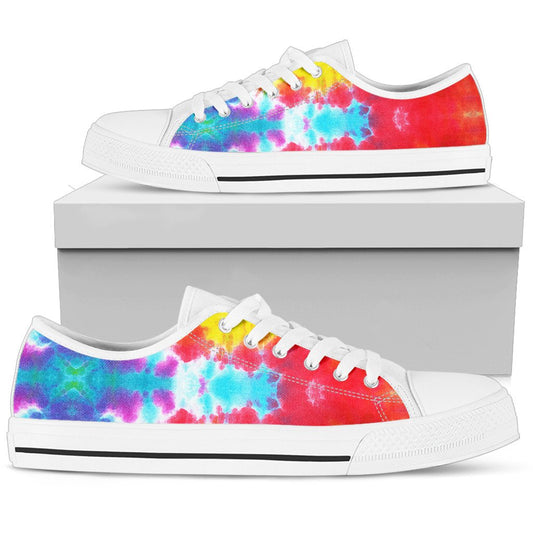 Tie Dye Rainbow Themed Print Women Low Top Shoes-JTAMIGO.COM
