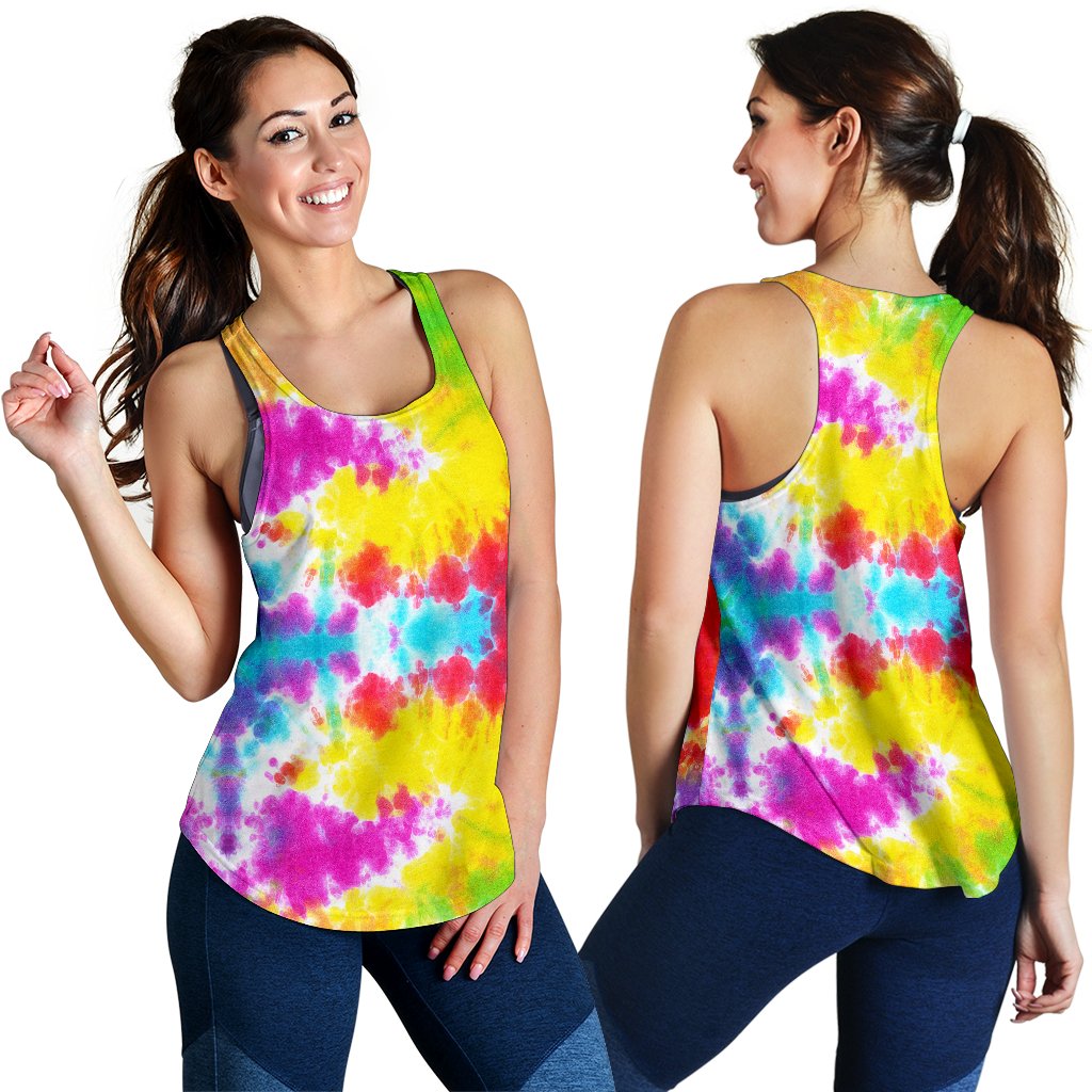 Tie Dye Rainbow Themed Print Women Racerback Tank Top