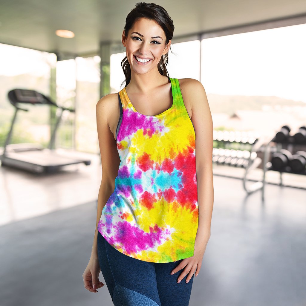Tie Dye Rainbow Themed Print Women Racerback Tank Top