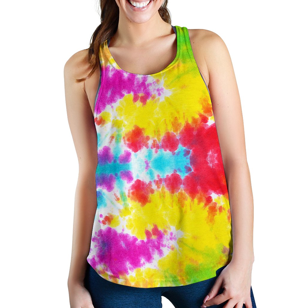 Tie Dye Rainbow Themed Print Women Racerback Tank Top