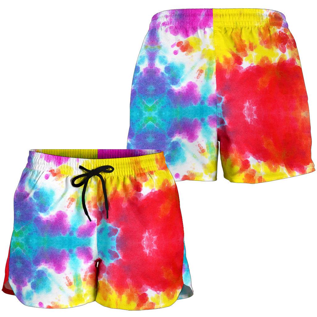 Tie Dye Rainbow Themed Print Women Shorts-JTAMIGO.COM