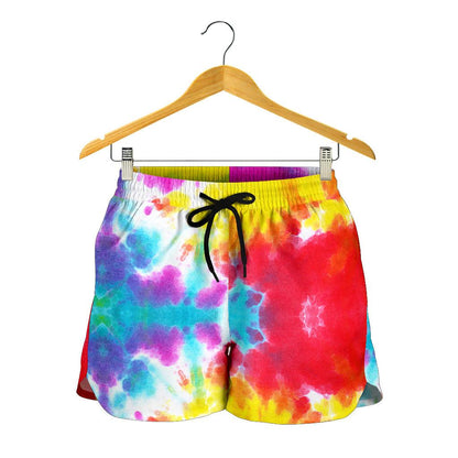 Tie Dye Rainbow Themed Print Women Shorts-JTAMIGO.COM