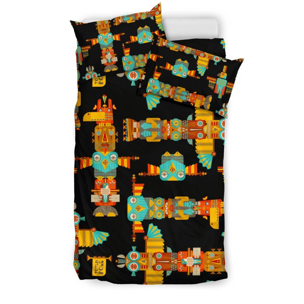 Totem Pole Cartoon Print Duvet Cover Bedding Set