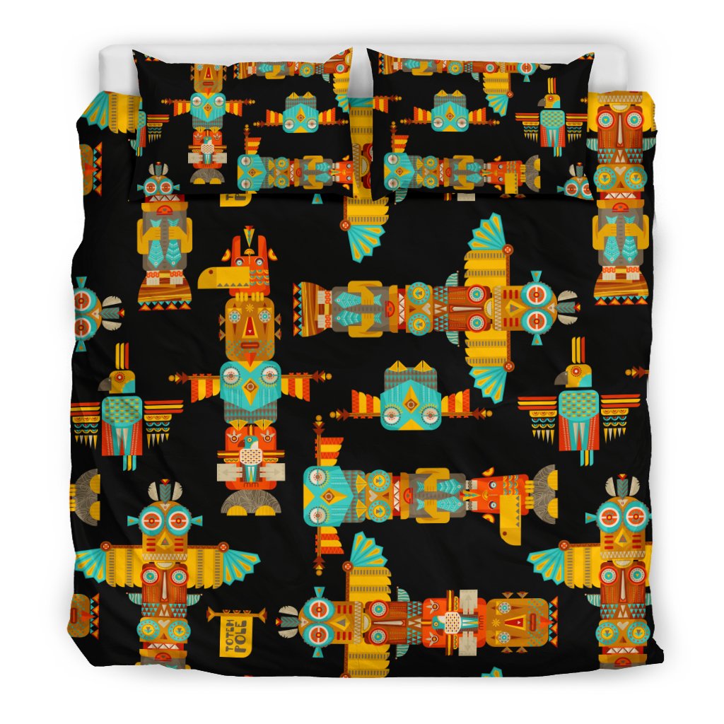 Totem Pole Cartoon Print Duvet Cover Bedding Set