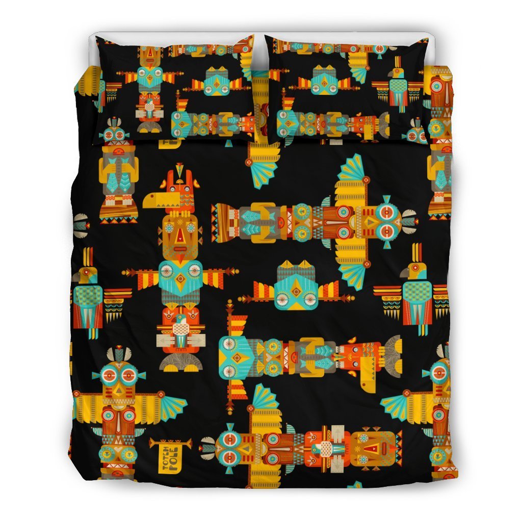 Totem Pole Cartoon Print Duvet Cover Bedding Set