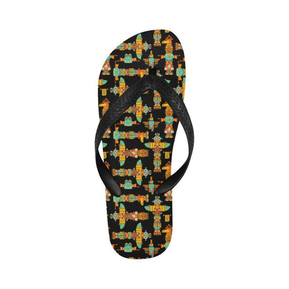 Totem Pole Cartoon Print Flip Flops-JTAMIGO.COM