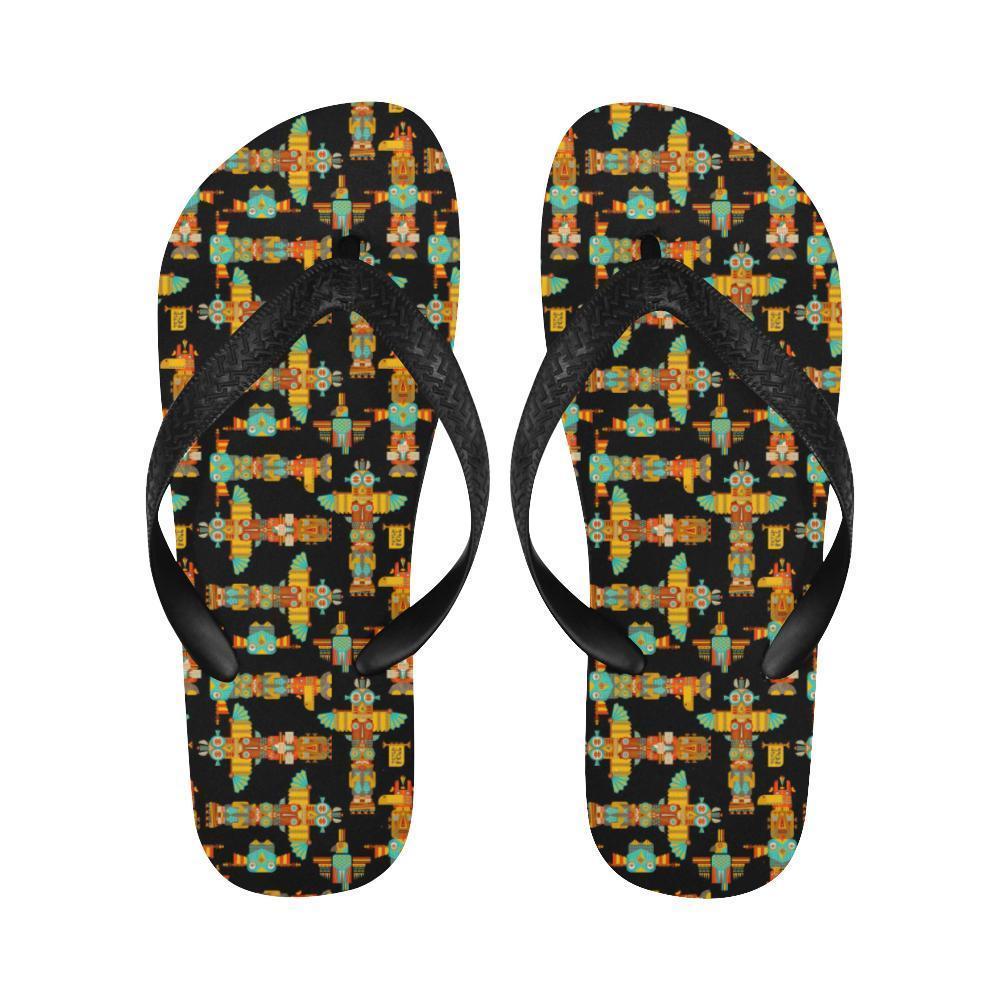 Totem Pole Cartoon Print Flip Flops-JTAMIGO.COM