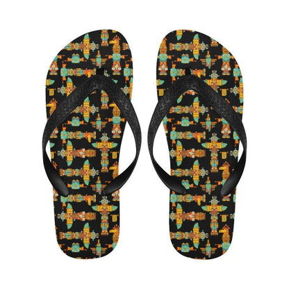 Totem Pole Cartoon Print Flip Flops-JTAMIGO.COM