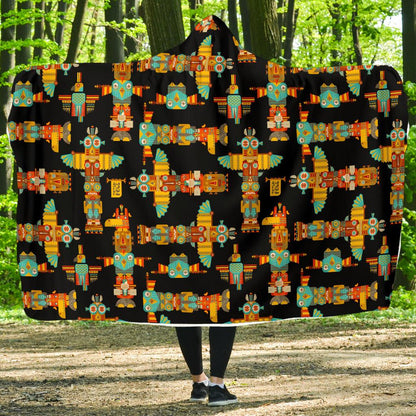 Totem Pole Cartoon Print Hooded Blanket-JTAMIGO.COM