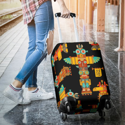 Totem Pole Cartoon Print Luggage Cover Protector