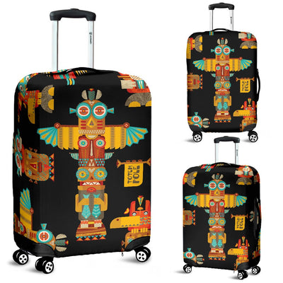 Totem Pole Cartoon Print Luggage Cover Protector