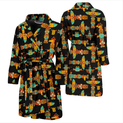 Totem Pole Cartoon Print Men Bath Robe-JTAMIGO.COM