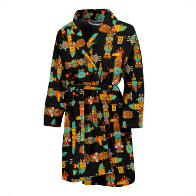 Totem Pole Cartoon Print Men Bath Robe-JTAMIGO.COM