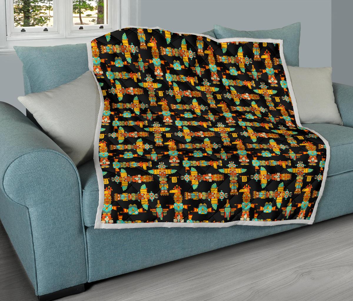 Totem Pole Cartoon Print Premium Quilt-JTAMIGO.COM