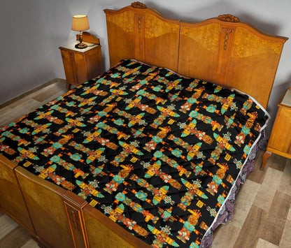 Totem Pole Cartoon Print Premium Quilt-JTAMIGO.COM