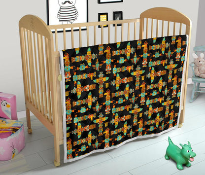 Totem Pole Cartoon Print Premium Quilt-JTAMIGO.COM