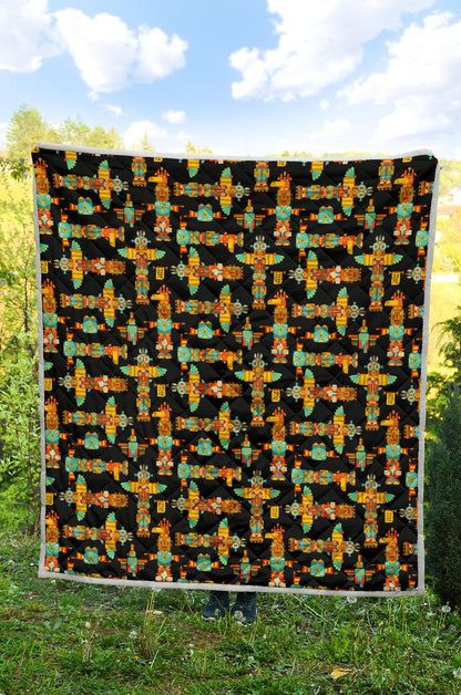 Totem Pole Cartoon Print Premium Quilt-JTAMIGO.COM