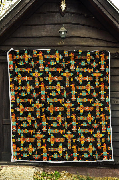 Totem Pole Cartoon Print Premium Quilt-JTAMIGO.COM