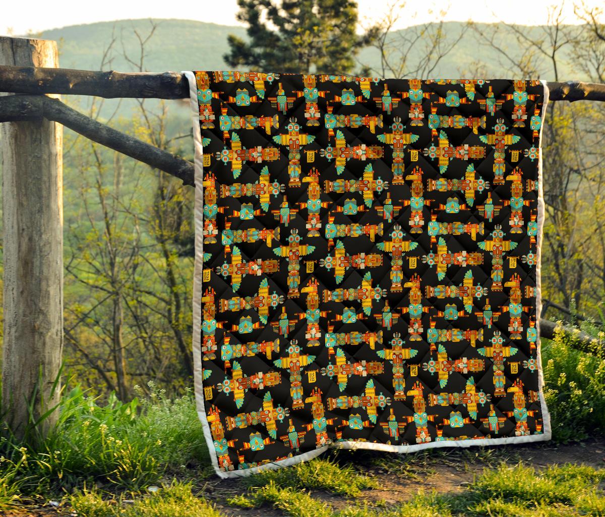 Totem Pole Cartoon Print Premium Quilt-JTAMIGO.COM