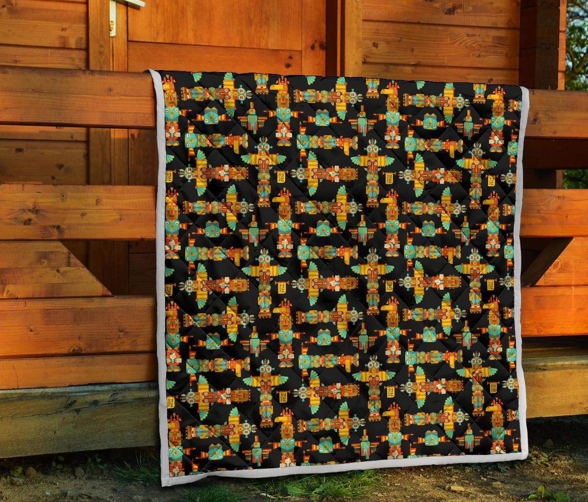 Totem Pole Cartoon Print Premium Quilt-JTAMIGO.COM