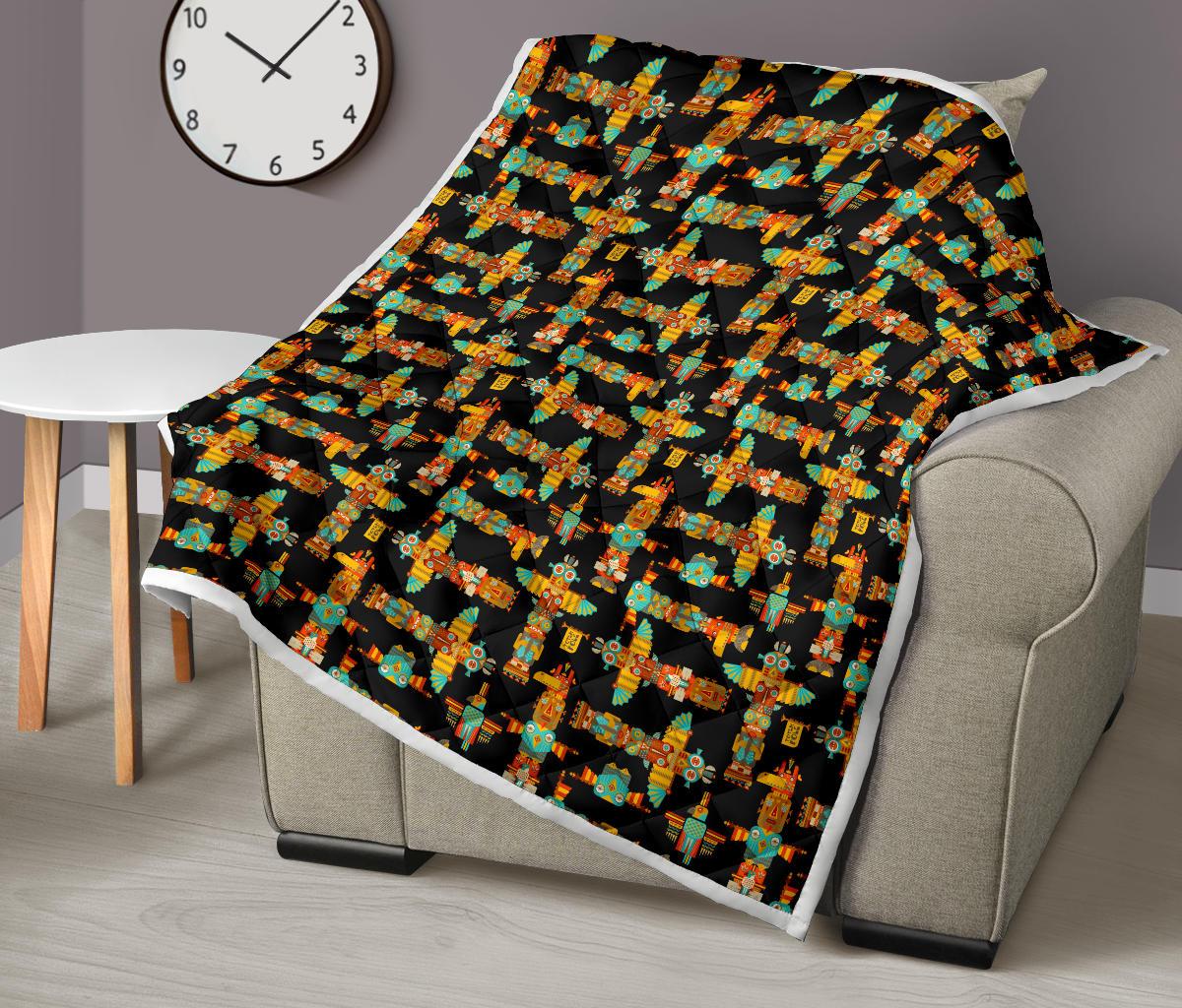 Totem Pole Cartoon Print Premium Quilt-JTAMIGO.COM