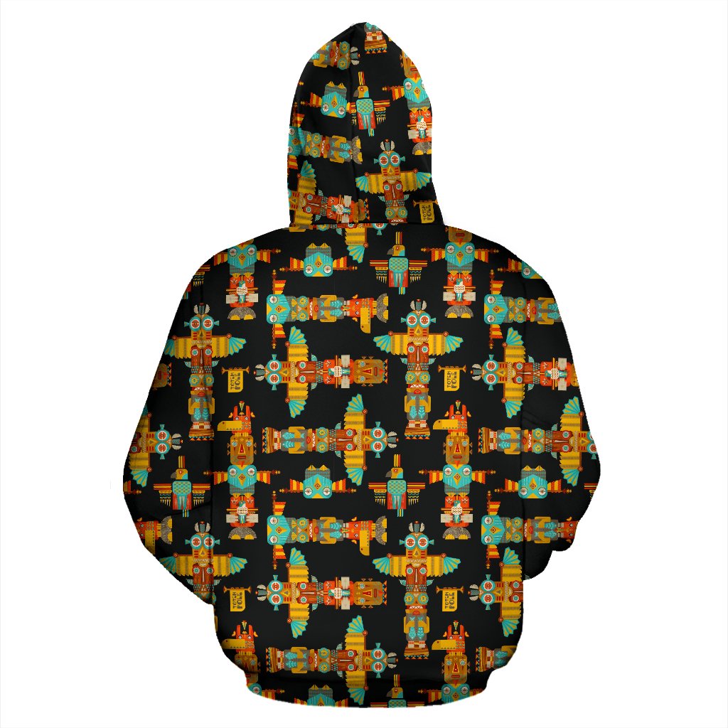 Totem Pole Cartoon Print Pullover Hoodie