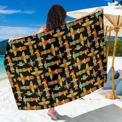 Totem Pole Cartoon Print Sarong Pareo Wrap