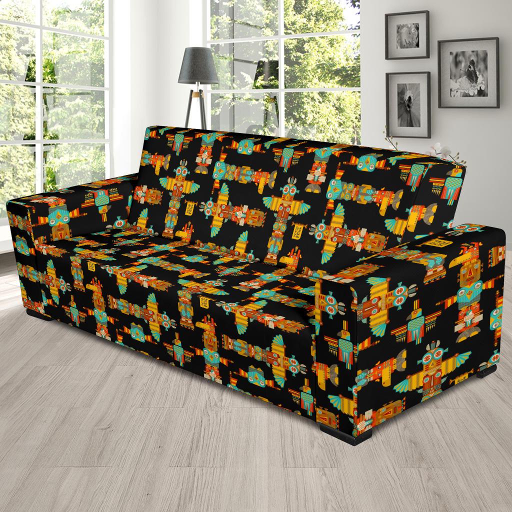 Totem Pole Cartoon Print Sofa Slipcover-JTAMIGO.COM