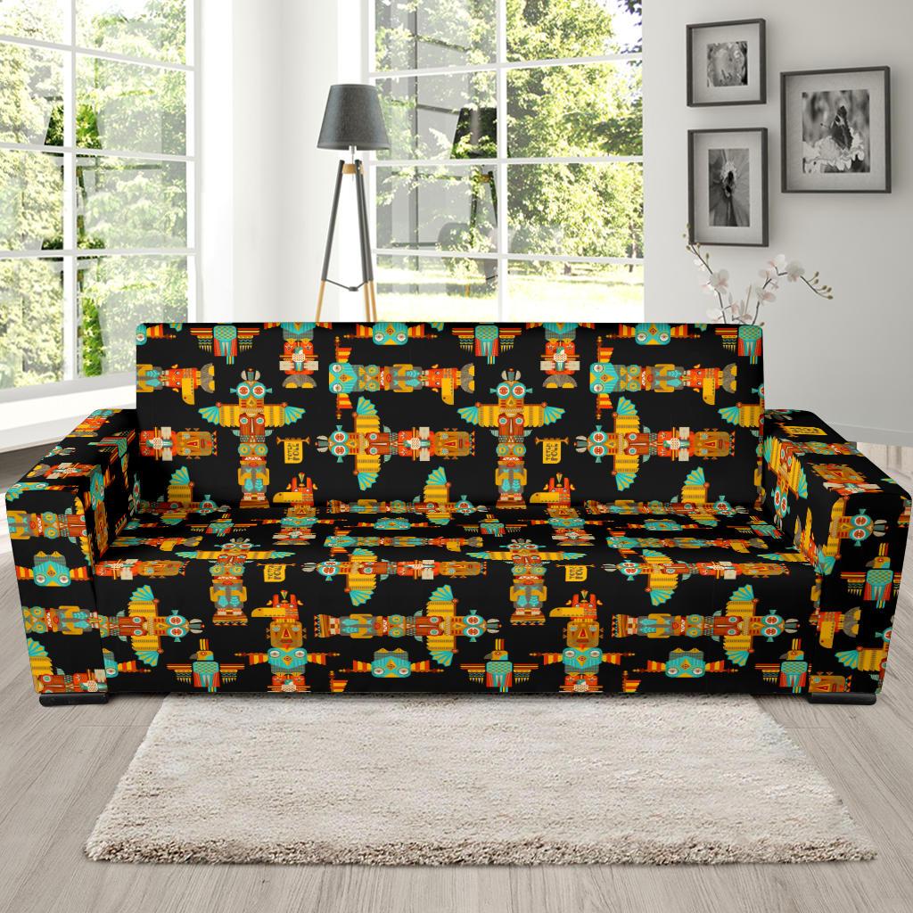 Totem Pole Cartoon Print Sofa Slipcover-JTAMIGO.COM
