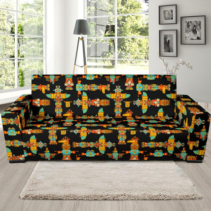 Totem Pole Cartoon Print Sofa Slipcover-JTAMIGO.COM