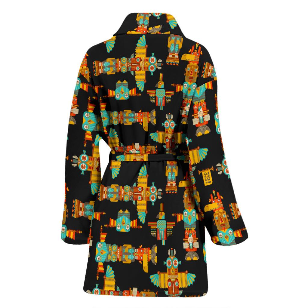 Totem Pole Cartoon Print Women Bath Robe-JTAMIGO.COM