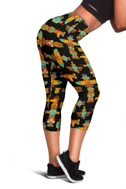 Totem Pole Cartoon Print Women Capris