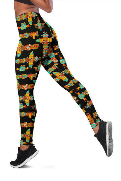Totem Pole Cartoon Print Women Leggings