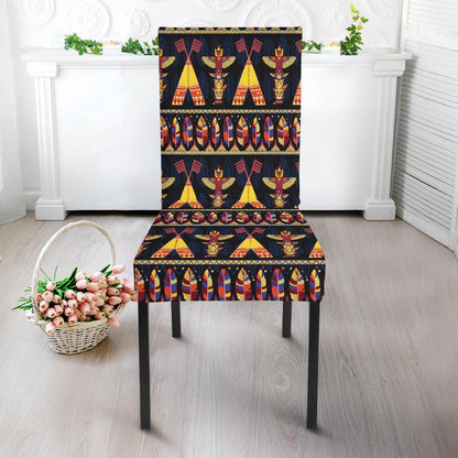Totem Pole Design Dining Chair Slipcover-JTAMIGO.COM