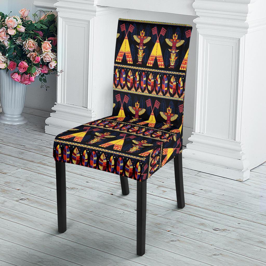 Totem Pole Design Dining Chair Slipcover-JTAMIGO.COM
